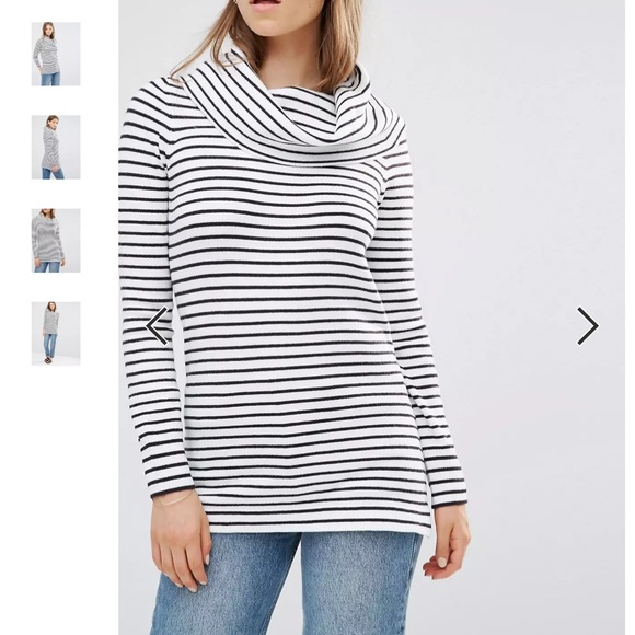 French Connection Large striped cowlneck soft sweater - Picture 2 of 9